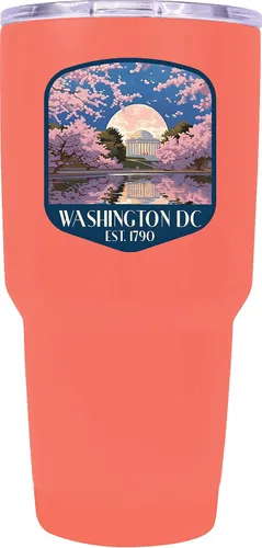 Vista 14 de Washington, D.C. Souvenir - Vaso aislado de acero inoxidable, 24 onzas, color negro, A