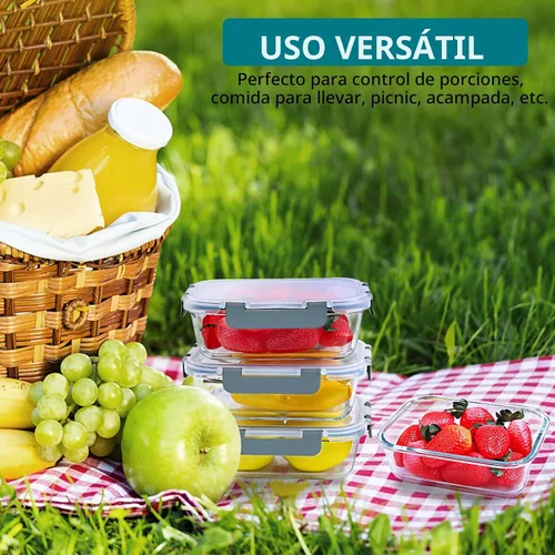 Vista 7 de M MCIRCO [5 paquetes, 30 onzas] Recipientes de vidrio para preparación de comidas con tapas de cierre a presión, recipientes de vidrio
