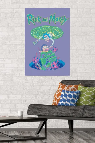Vista 2 de Trends International Rick And Morty - Póster de pared de otoño portal, 22.375 x 34 pulgadas, versión sin marco