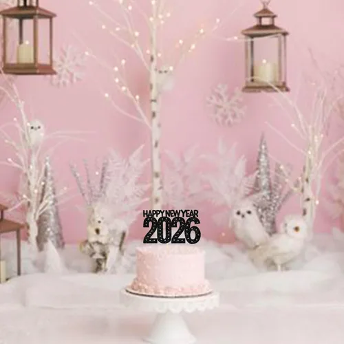Vista 4 de Rsstarxi 1 paquete de decoración para tartas de Año Nuevo 2024 con purpurina para decoración de pasteles de Año Nuevo 2024, decoración para pasteles