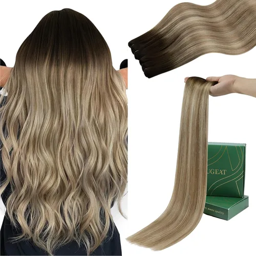 Vista 19 de Ugeat Extensiones de cabello humano de trama de mariposa, color negro, 16