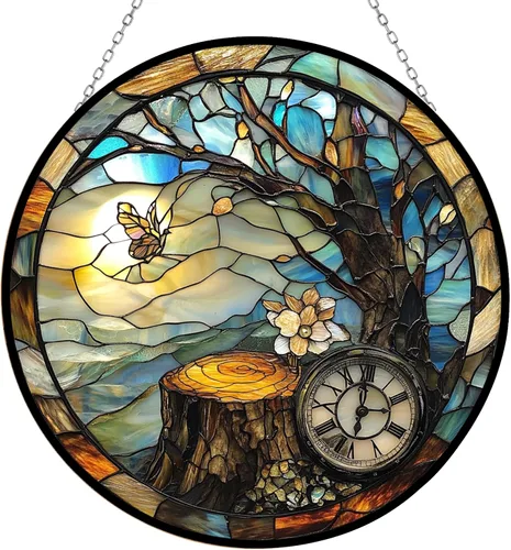 Vista 12 de Guante de béisbol bohemio para el día del padre, picnic, vitral, atrapasoles para colgar en la ventana, adornos de Navidad góticos de dragón