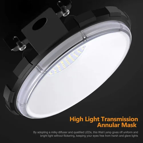 Vista 9 de Viugreum Paquete de 2 luces LED de granero de 100 W, 12000 lm, iluminación exterior del anochecer al amanecer, luz de jardín IP65 impermeable 5000 K