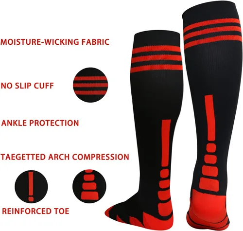 Vista 3 de 3 pares de calcetines de compresión de talla grande, pantorrilla ancha, para mujeres y hombres, hasta la rodilla, 20-30 mmHg, circulación