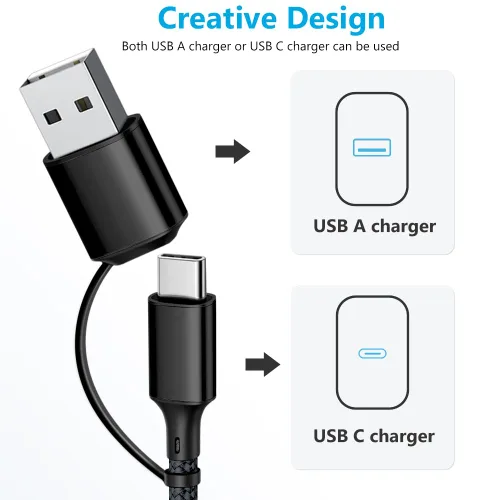 Vista 2 de Puxnoin Cable de carga múltiple 5 en 1, paquete de 2 unidades, cable de 4 pies, cargador múltiple USB C universal con conectores USB C/Micro USB