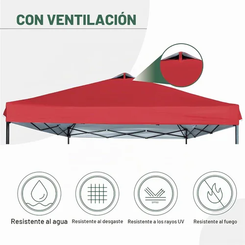 Vista 4 de SCOCANOPY Parte superior de repuesto con ventilación de aire para marco de toldo de 10 x 10 pulgadas, solo cubierta de toldo, (rojo)