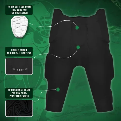 Vista 3 de Exxact Sports Integrated Football Pants Youth Boys - 7 Bubble Pro Pads Youth Football Pants with Pads, Boys Football Pants