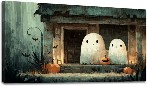 Vista 6 de Lienzo decorativo de 30 x 60 pulgadas, diseño de calabaza de otoño, decoración de baño, granero antiguo, otoño, cuadros enmarcados, pintura impresa