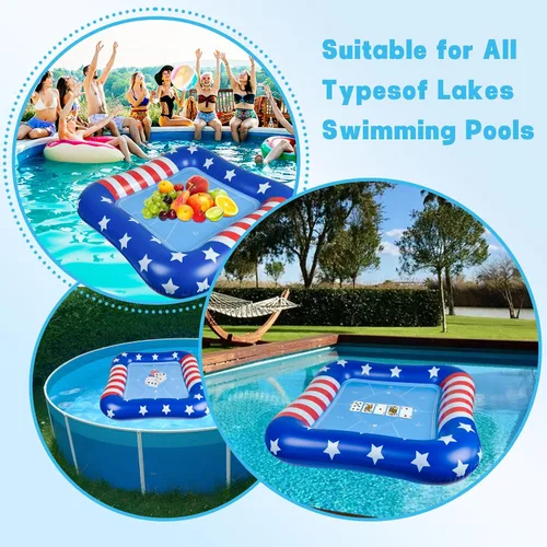 Vista 11 de succulentlovers Mesa de cartas inflable grande para piscina con naipes impermeables – 41 pulgadas impermeable para piscina, mesa de juegos flotantes