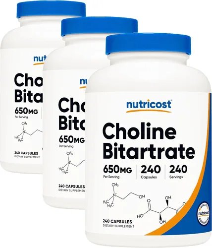 Vista 6 de Nutricost Bitartrato de Colina (650mg) 240 Cápsulas Vegetarianas