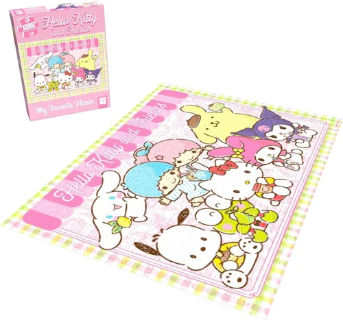 Vista 3 de Rompecabezas de 1000 piezas de Hello Kitty and Friends My Favorite Flavor Rompecabezas coleccionable con Hello Kitty, Cinnamoroll, Keroppi