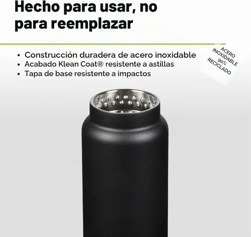 Vista 7 de Klean Kanteen TKWide 32oz (con tapa para chug), color negro