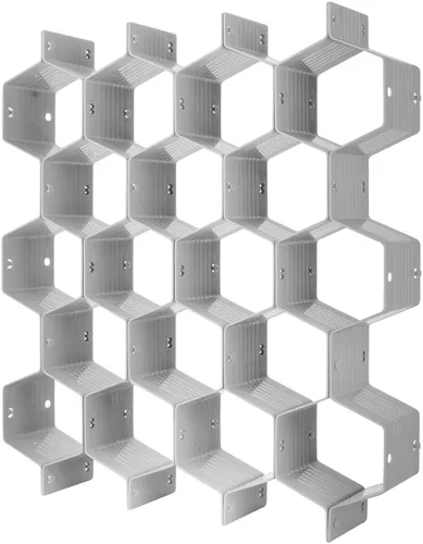 Vista 6 de Poeland Organizador de Divisor para Cajones DIY de Plástico en Nido de Abejas Gris, Juego de 2 Gris (2 unidades)
