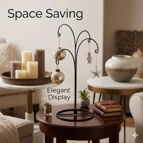 Vista 9 de HOHIYA Soporte de exhibición de adornos de 12 pulgadas, paquete de 2 soportes de metal de 4 brazos para decoraciones de Navidad, adornos colgantes