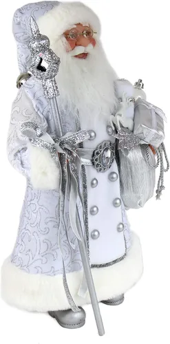 Vista 2 de Windy Hill Collection 16 "pulgadas de pie brillante plata Santa Claus Navidad figura decoración 169130