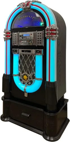 Vista 13 de Arkrocket Jukebox reproductor de discos de vinilo de tamaño completo Bluetooth USB SD Reproductor de CD Radio, tocadiscos retro clásico Jukebox