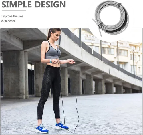 Vista 9 de Cuerda de salto de repuesto de cable de acero con peso para entrenamiento de fitness, tubo resistente al desgaste, accesorio deportivo