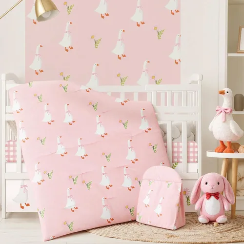 Vista 8 de Juego de ropa de cama de 4 piezas para cuna con animales del bosque, incluye falda de cuna de safari en la jungla, manta, sábana de cuna y apilador