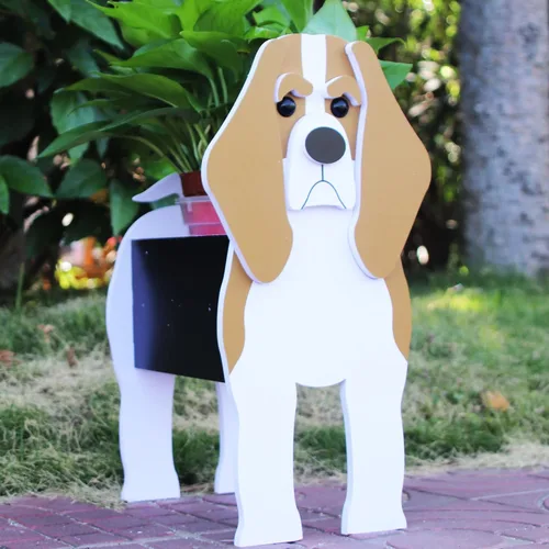 Vista 2 de Beagles - Contenedor para plantas con forma de perro, para amantes de las mascotas, maceta de PVC lindo para perros, macetas de cara para decoración