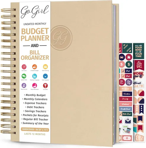 Vista 9 de GoGirl Planificador de presupuesto y organizador mensual de facturas, libro financiero mensual con bolsillos. Cuaderno de seguimiento de gastos