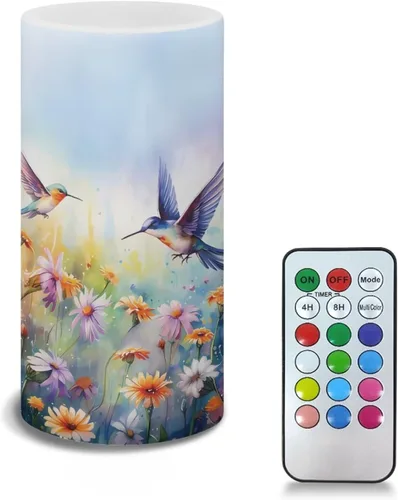 Vista 31 de Velas LED sin llama personalizadas que funcionan con pilas con temporizador remoto que cambia de color, personaliza fotos y texto, hazlo tú mismo tu