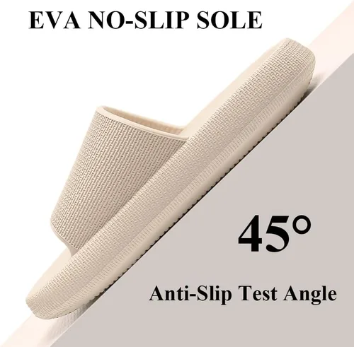 Vista 5 de TOBVZOO Pantuflas de nube para mujeres y hombres, suela gruesa y suave, antideslizantes, para baño