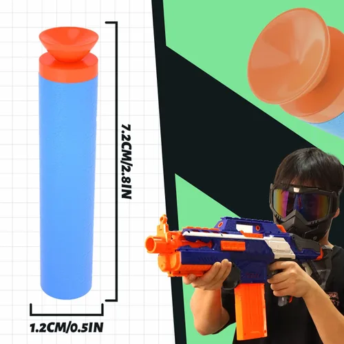 Vista 2 de TORMEN Dardos de succión de repuesto, compatibles con pistolas de juguete Nerf Elite Series Blasters, color azul claro, 100