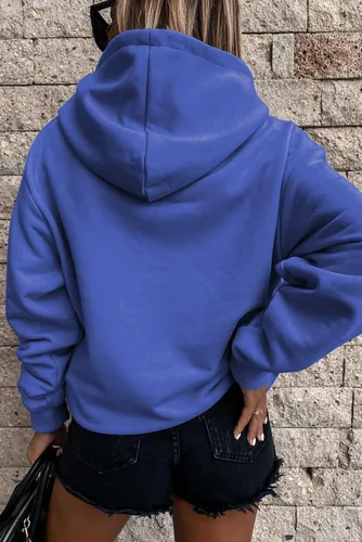 Vista 3 de SHEWIN - Sudadera casual con capucha de manga larga para mujer, ligera, color liso, holgada, con bolsillo
