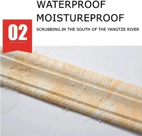 Vista 3 de Adhesivo impermeable 3D para borde de pared, borde de espuma, bordes de espejo, removibles, autoadhesivos, calcomanías para cocina, baño, 3.1 x 92