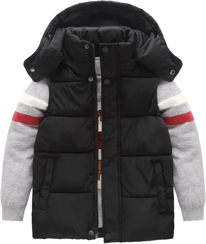 Vista 9 de Happy Cherry Chaleco acolchado de invierno para niños, con capucha, desmontable, con cremallera, sin mangas, 5-12T