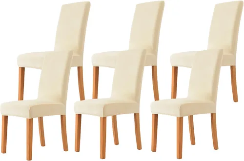 Vista 43 de Velvet Chair Covers Beige Gray, Stretch Dining Room Chair Covers 2 Pack, Super Fit Dining Chairs Slipcovers Spandex Washable Kitchen Parson Chair