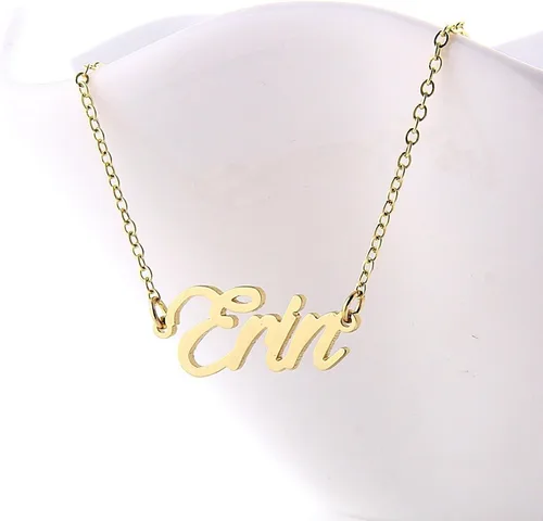 Vista 3 de HUAN XUN - Collar con nombre personalizado en plata dorada