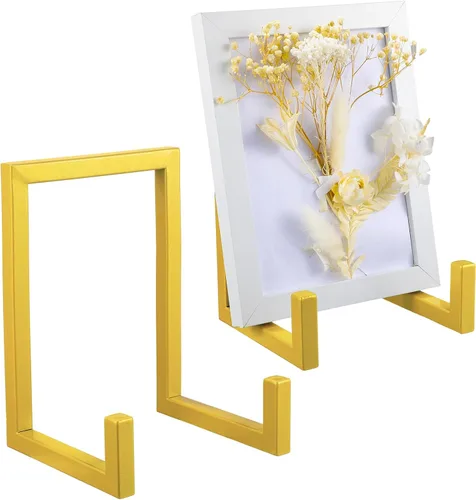 Vista 9 de Sweetude 2 Soportes Grandes para Platos de Exhibición Marco de Metal Soporte de Exhibición Caballetes Decorativos de Mesa para Cuadros, Libros, Negro