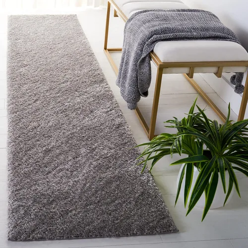 Vista 2 de SAFAVIEH Tahoe Shag Collection - Alfombra de área de 2 x 7 pies, color gris, diseño geométrico, felpa de 1.2 pulgadas de grosor, ideal para zonas