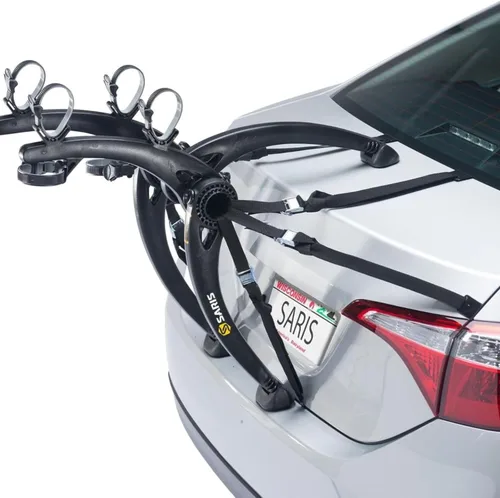 Vista 16 de Saris Bones EX - Portaequipajes para maletero de auto para 2 bicicletas, duradero, libre de óxido, correas anti-balanceo, fabricado en EE. UU.