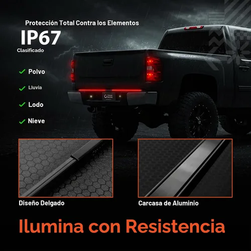 Vista 5 de True Mods Barra de luz LED de 49 pulgadas para puerta trasera ahumada para camioneta, remolque, vehículo [aluminio rígido] [secuencia de encendido]