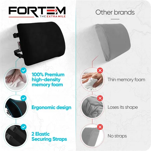 Vista 7 de FORTEM Almohada de apoyo lumbar para silla de oficina, almohada de apoyo Negro suave