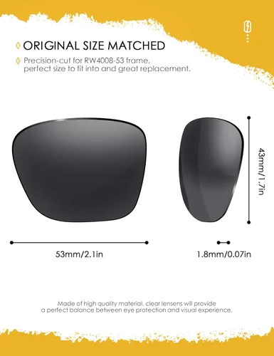 Vista 2 de ANSI Z87.1 Replacement Lens for Ray-Ban Meta Wayfarer Gen1&2&3 Al Glasses Negro ónice
