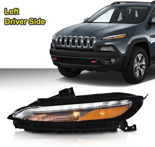 Vista 4 de CHEDA Luz de estacionamiento LED blanca DRL señal de giro izquierda conductor compatible con Jeep Cherokee 2014-2018 68157103AQ