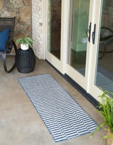 Vista 32 de Unique Loom Outdoor Striped Collection - Alfombra a rayas (4' 1" x 6' 1" Rectángulo, azul/marfil)