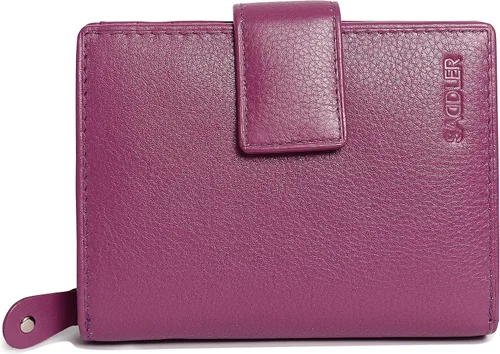 Vista 2 de SADDLER - Cartera de piel de lujo para mujer, con cierre RFID, tamaño mediano, con cierre de cremallera, ideal para monedas de identificación