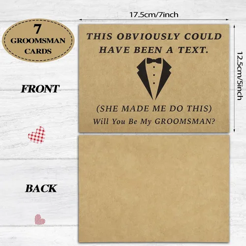 Vista 4 de Teling 8 tarjetas divertidas de propuesta de regalo para padrinos de boda, 7 tarjetas divertidas de Will You Be My Groomsman y 1 tarjeta Will You Be