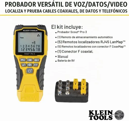 Vista 9 de Klein Tools Kit de probador de cables VDV501-851 y crimpadora modular de trinquete VDV226-110, pelacables, cortador de cables, para conectores