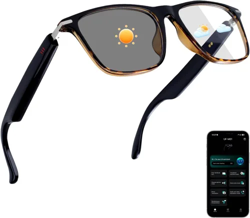 Vista 11 de Gafas inteligentes Bluetooth para hombres y mujeres, asistente de voz e impermeabilidad IPX5, lentes inteligentes fotocromáticos con altavoces