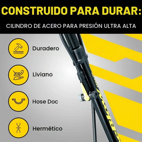 Vista 2 de Topeak JoeBlow Max Hp Bomba de piso para bicicleta, 160 Psi/11 Bar, TwinHead, se adapta a válvulas Presta, Schrader y Dunlop