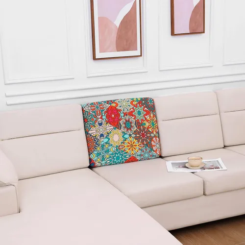 Vista 156 de hyha Fundas de cojín de sofá estampadas, fundas de sofá florales lavables para sofás con 2 cojines, fundas de cojín de patrón elástico para muebles