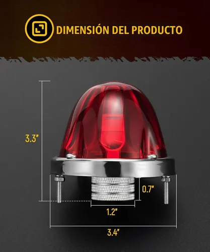 Vista 5 de Partsam 2 piezas de luces de señal de giro con lente de vidrio rojo en forma de sandía [patentado], luces de marcador lateral rojo con LED con bisel