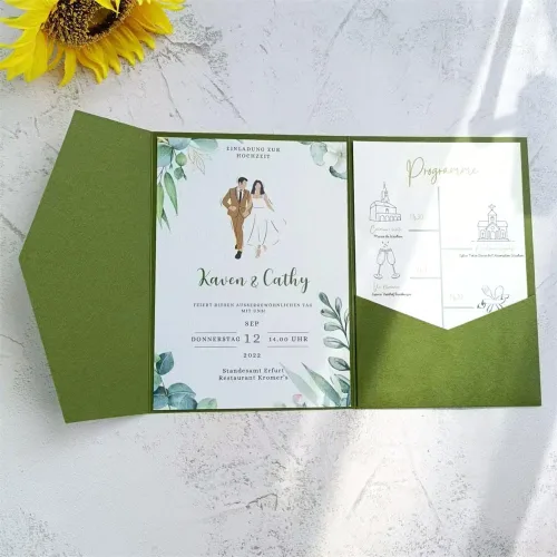Vista 24 de Tarjeta de invitación negra con bolsillo y sobre para boda, cumpleaños, baby shower, 20 juegos (negro)