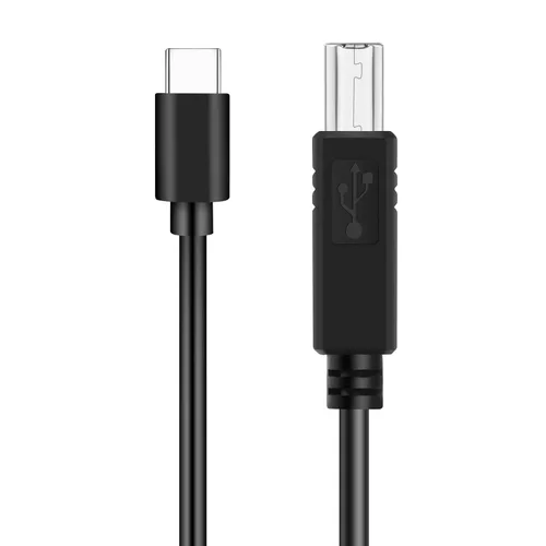 Vista 2 de Cable de impresora USB B a USB C de 2 pies, cable flexible para MacBook Pro/Air, MIDI compatible con teclado Yamaha Piano, DAC, controlador DJ y más