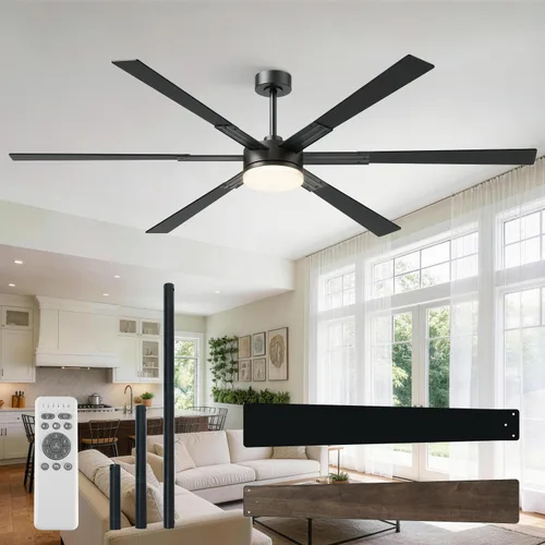 Vista 17 de OPONL Ventilador de techo de 52 pulgadas con luz y control remoto Negro